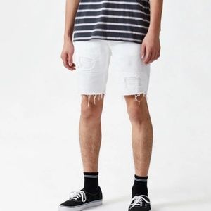 white distressed jean shorts mens